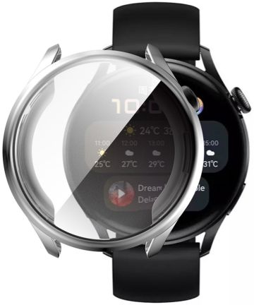 Huawei Watch 3 Hoesje Hard Plastic Bumper met Tempered Glass Zilver Screen Protectors