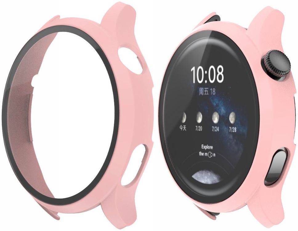 Huawei Watch 3 Case Hard Plastic Bumper met Tempered Glass Roze afbeelding 4