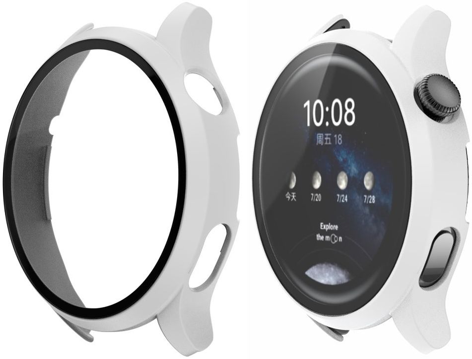 Huawei Watch 3 Pro Hoesje Hard Plastic Bumper met Tempered Glass Wit afbeelding 5