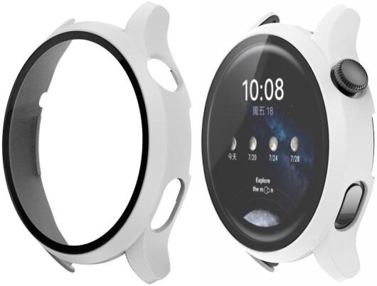 Huawei Watch 3 Pro Hoesje Hard Plastic Bumper met Tempered Glass Wit afbeelding 5