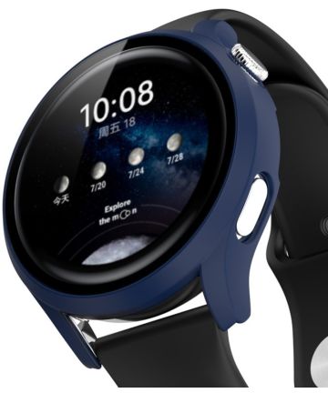 Huawei Watch 3 Pro Hoesje Hard Plastic Bumper met Tempered Glass Blauw Cases