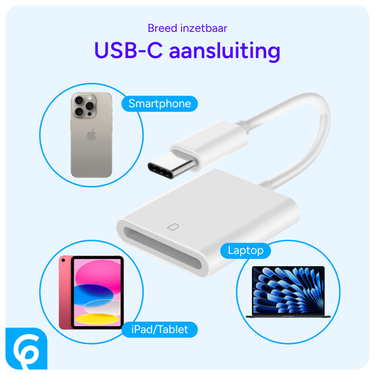 USB-C Adapter met SD-Kaartlezer voor Laptop, Tablet of Smartphone afbeelding 4