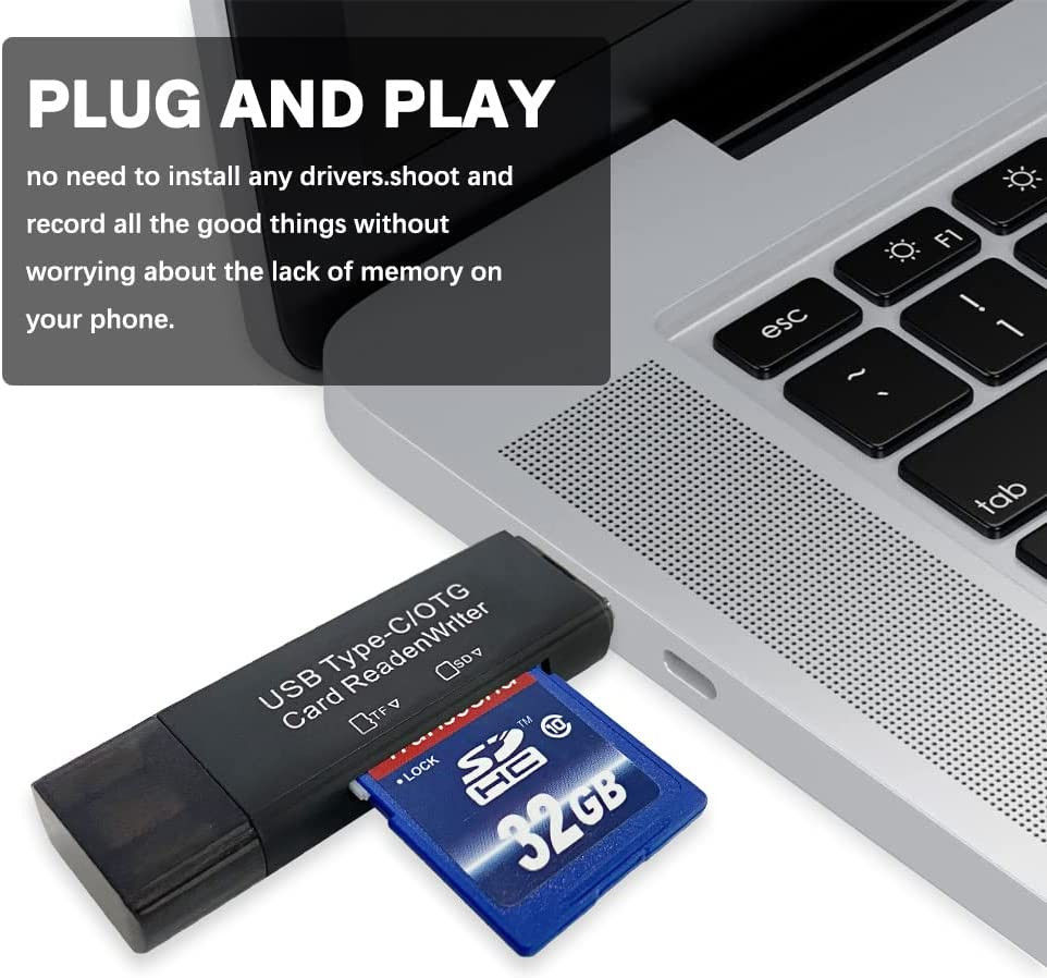Compacte USB-C Kaartlezer Voor USB / Micro-SD / SD Kaart Grijs afbeelding 2
