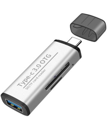Compacte USB-C Kaartlezer Voor USB / Micro-SD / SD Kaart Wit Kabels