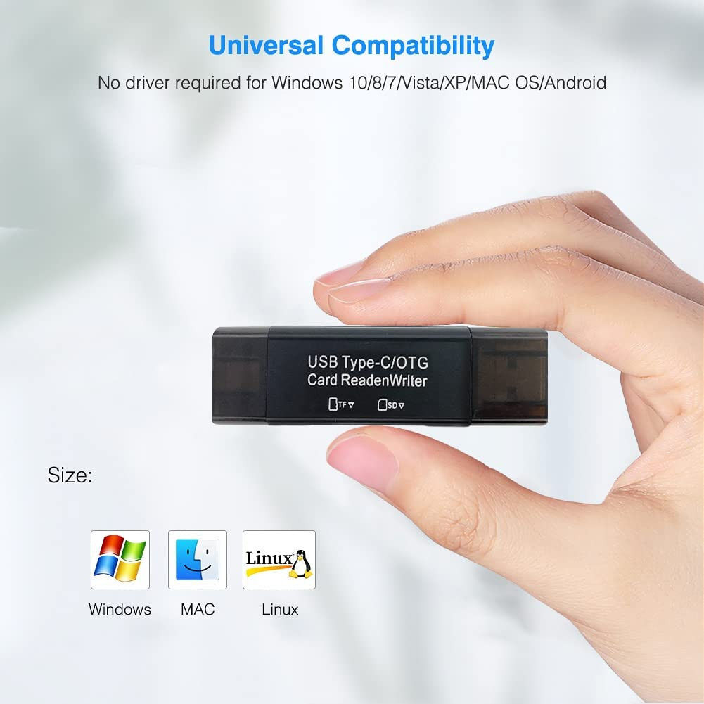 Compacte USB-C Kaartlezer Voor USB / Micro-SD / SD Kaart Wit afbeelding 3