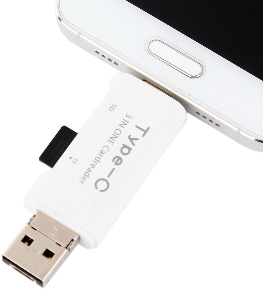 On The Go Geheugenkaartlezer USB 2.0 / MicroUSB / USB-C Cardreader Wit afbeelding 10