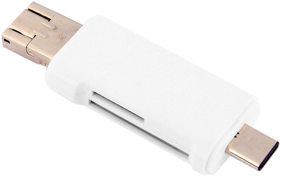 On The Go Geheugenkaartlezer USB 2.0 / MicroUSB / USB-C Cardreader Wit afbeelding 11