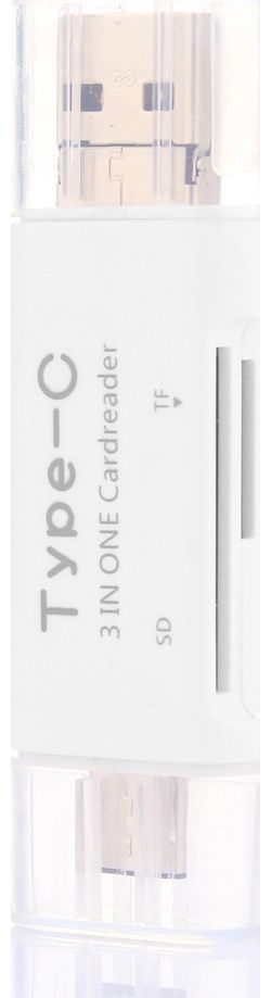 On The Go Geheugenkaartlezer USB 2.0 / MicroUSB / USB-C Cardreader Wit afbeelding 5