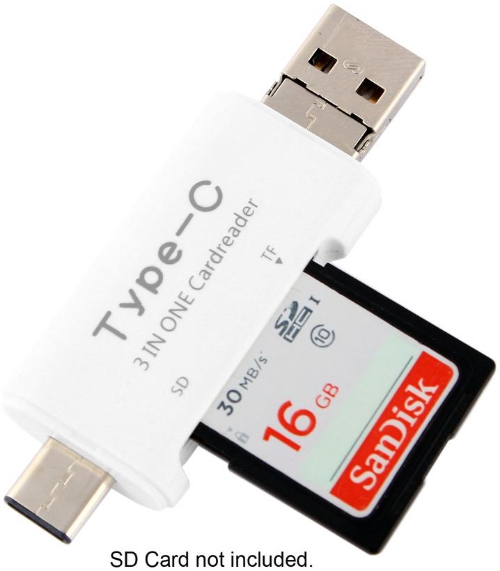On The Go Geheugenkaartlezer USB 2.0 / MicroUSB / USB-C Cardreader Wit afbeelding 7