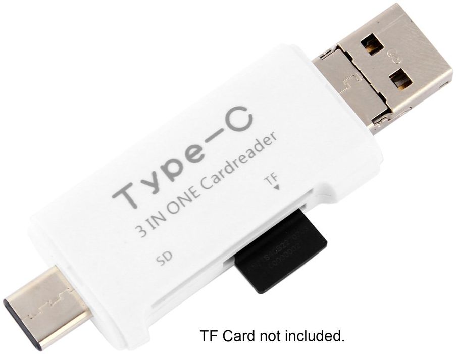 On The Go Geheugenkaartlezer USB 2.0 / MicroUSB / USB-C Cardreader Wit afbeelding 8