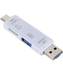 Multifunctionele 5 in 1 Kaartlezer Micro USB/USB/USB-C Wit
