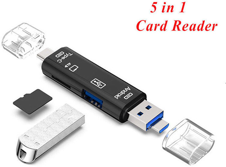 Multifunctionele 5 in 1 Kaartlezer Micro USB/USB/USB-C Wit afbeelding 2