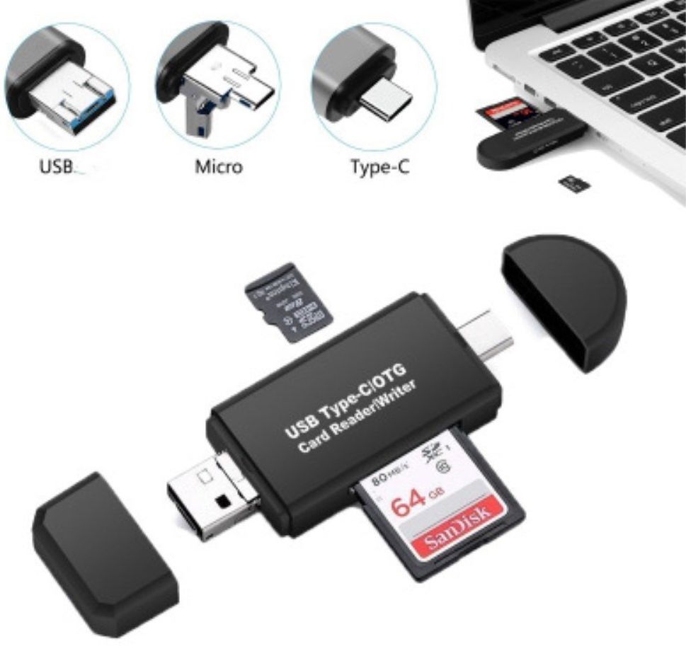 On The Go Geheugenkaartlezer USB 2.0 / MicroUSB / USB-C Cardreader afbeelding 18