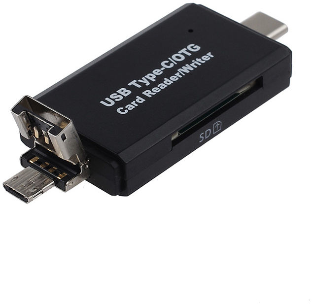 On The Go Geheugenkaartlezer USB 2.0 / MicroUSB / USB-C Cardreader afbeelding 5
