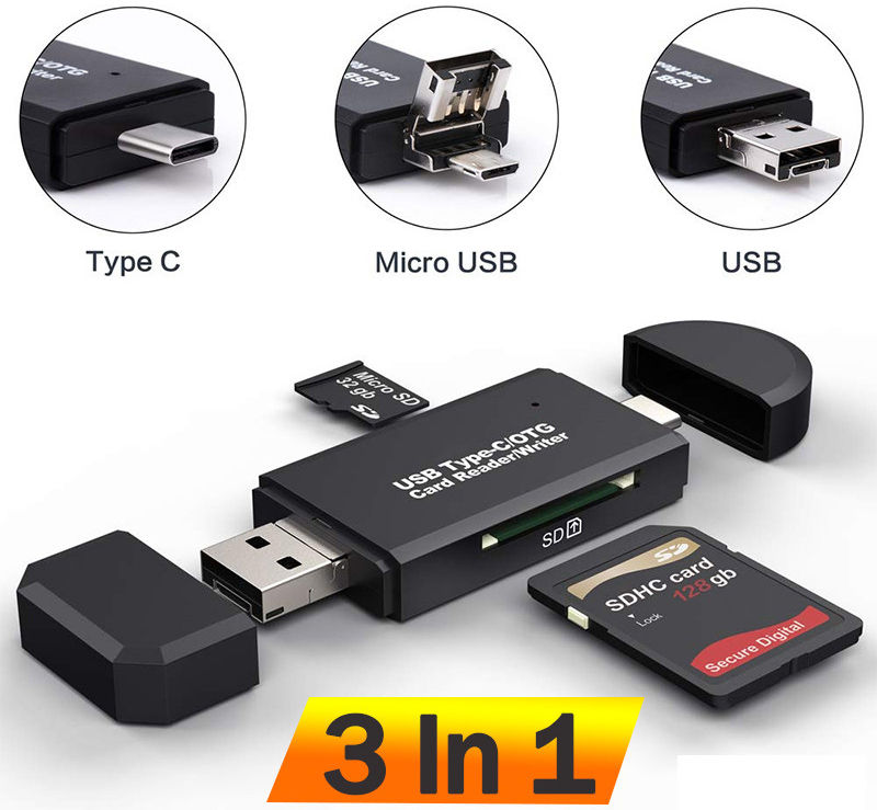 On The Go Geheugenkaartlezer USB 2.0 / MicroUSB / USB-C Cardreader afbeelding 19