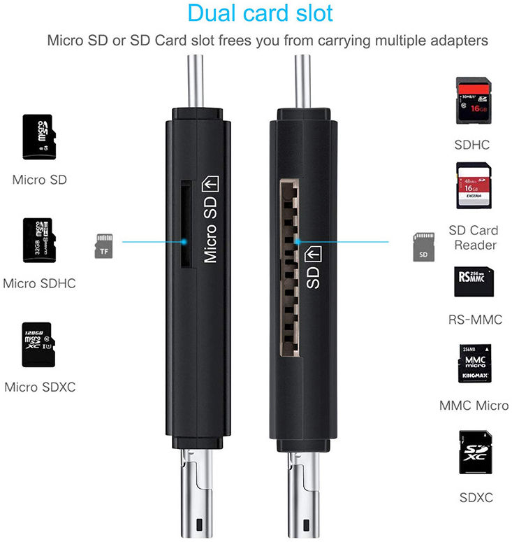 On The Go Geheugenkaartlezer USB 2.0 / MicroUSB / USB-C Cardreader afbeelding 15