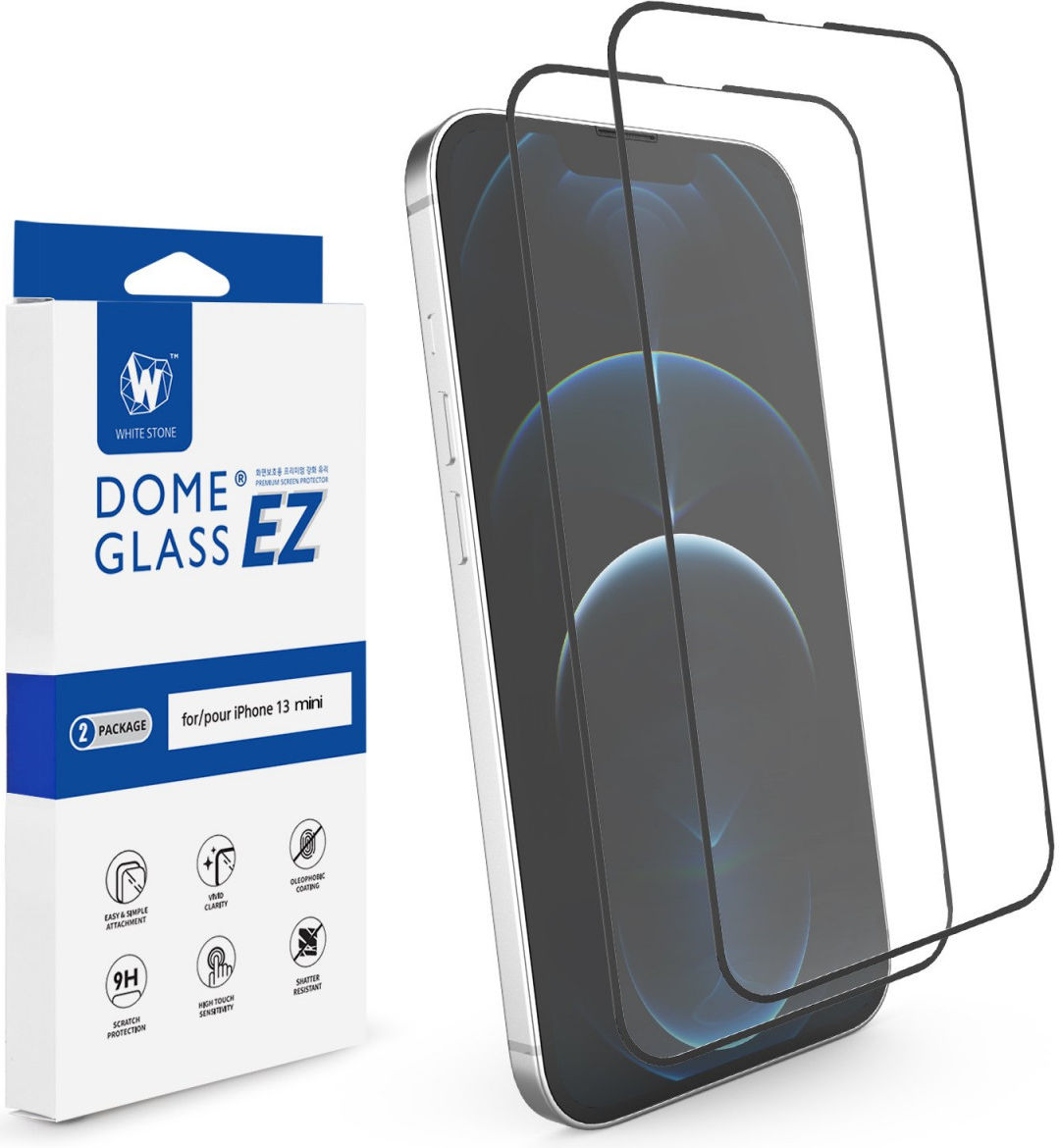 Whitestone EZ Glass Apple iPhone 13 Mini Screen Protector (2-Pack) afbeelding 1
