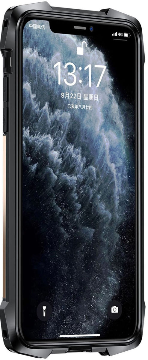 R-Just Metal Airbag Apple iPhone 13 Mini Hoesje Schokbestendig Goud afbeelding 6