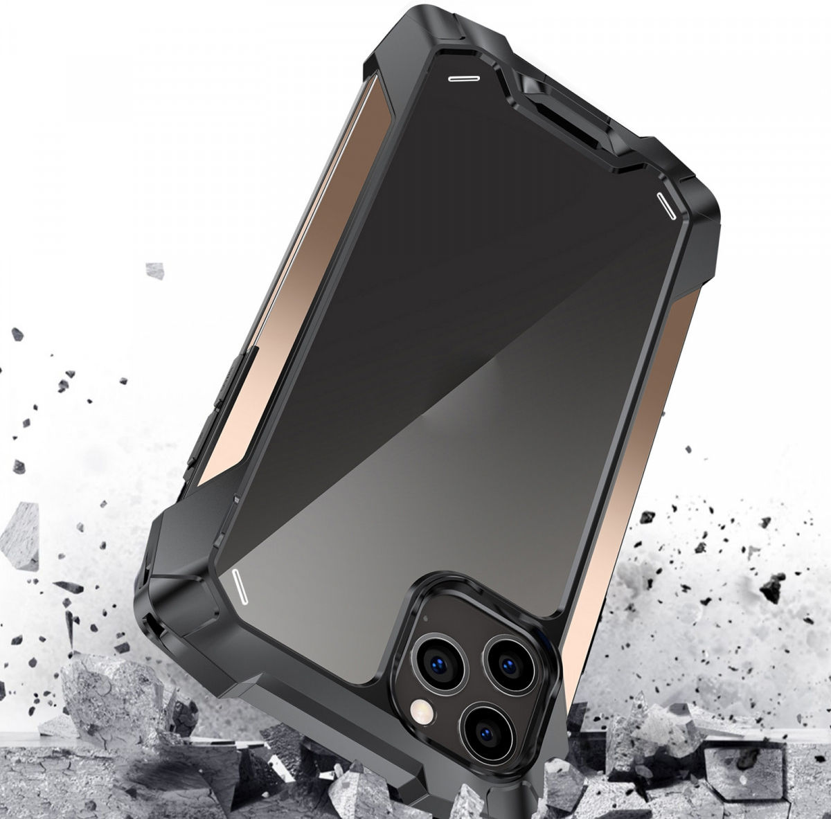 R-Just Metal Airbag iPhone 13 Pro Max Hoesje Schokbestendig Goud afbeelding 5