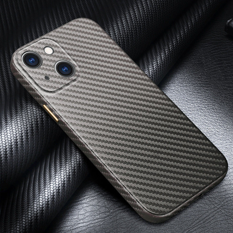 R-Just Carbon Fiber Apple iPhone 13 Mini Hoesje Back Cover Grijs afbeelding 2
