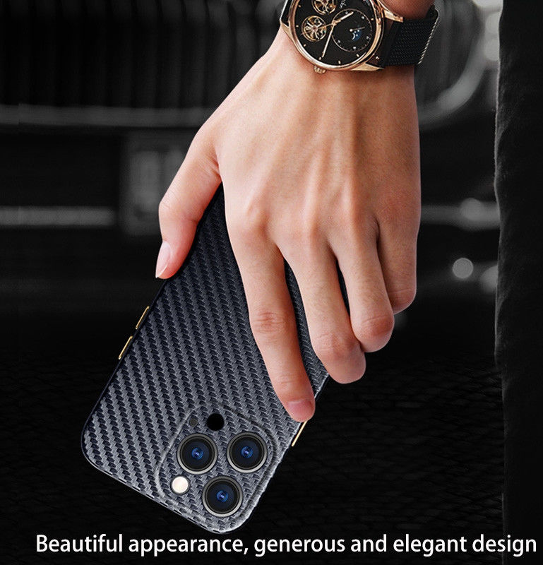 R-Just Carbon Fiber Apple iPhone 13 Mini Hoesje Back Cover Grijs afbeelding 3