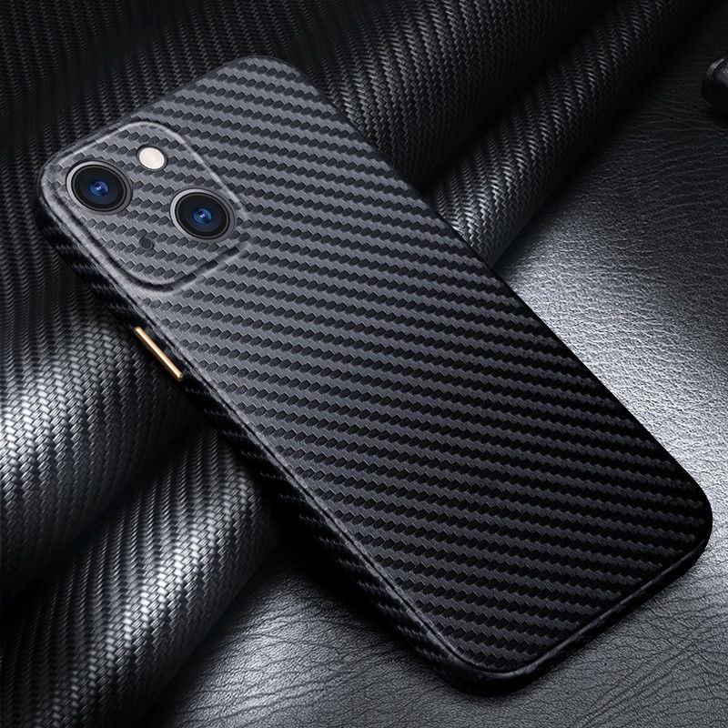 R-Just Carbon Fiber Apple iPhone 13 Hoesje Back Cover Zwart afbeelding 2