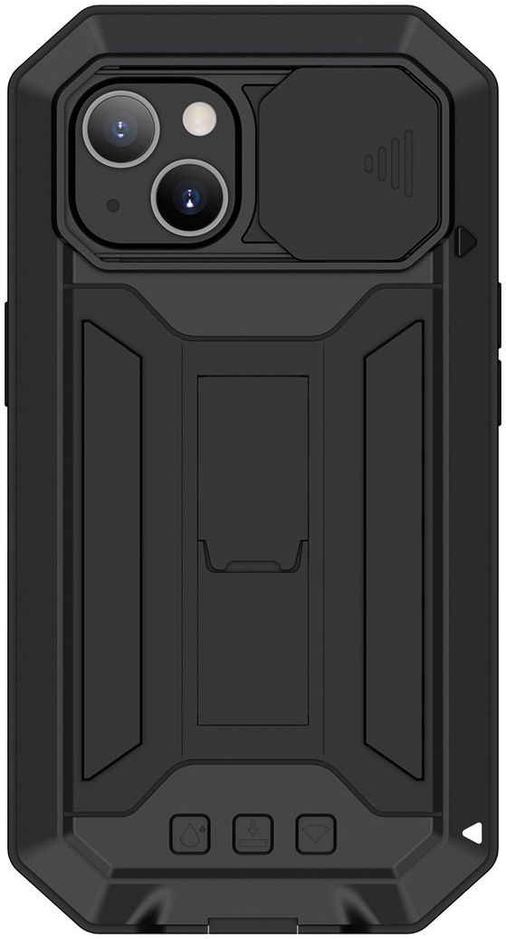 R-Just Sliding Camera Apple iPhone 13 Mini Hoesje Waterdicht Zwart afbeelding 1