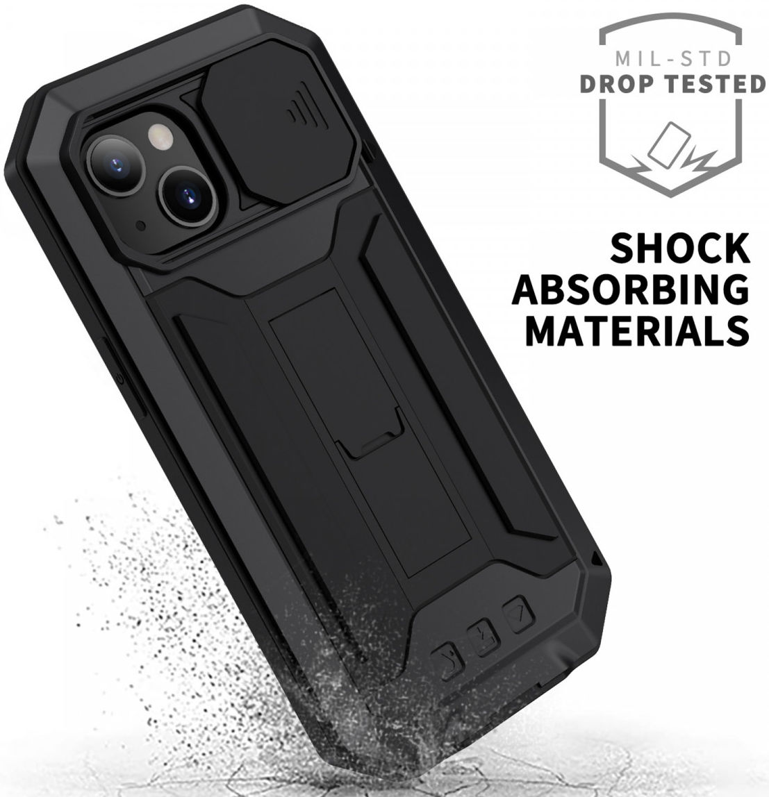 R-Just Sliding Camera Apple iPhone 13 Mini Hoesje Waterdicht Zwart afbeelding 6