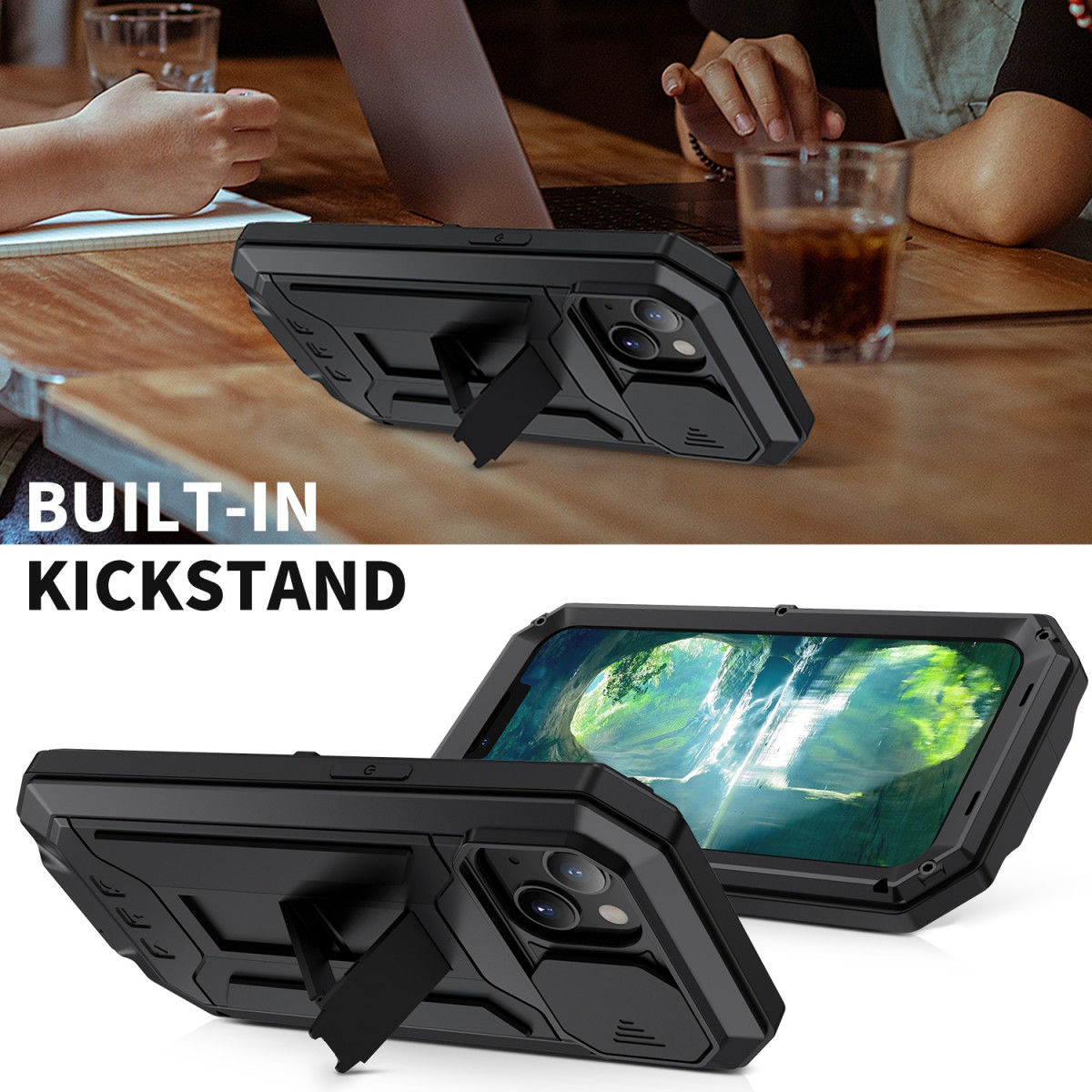 R-Just Sliding Camera Apple iPhone 13 Mini Hoesje Waterdicht Zwart afbeelding 7