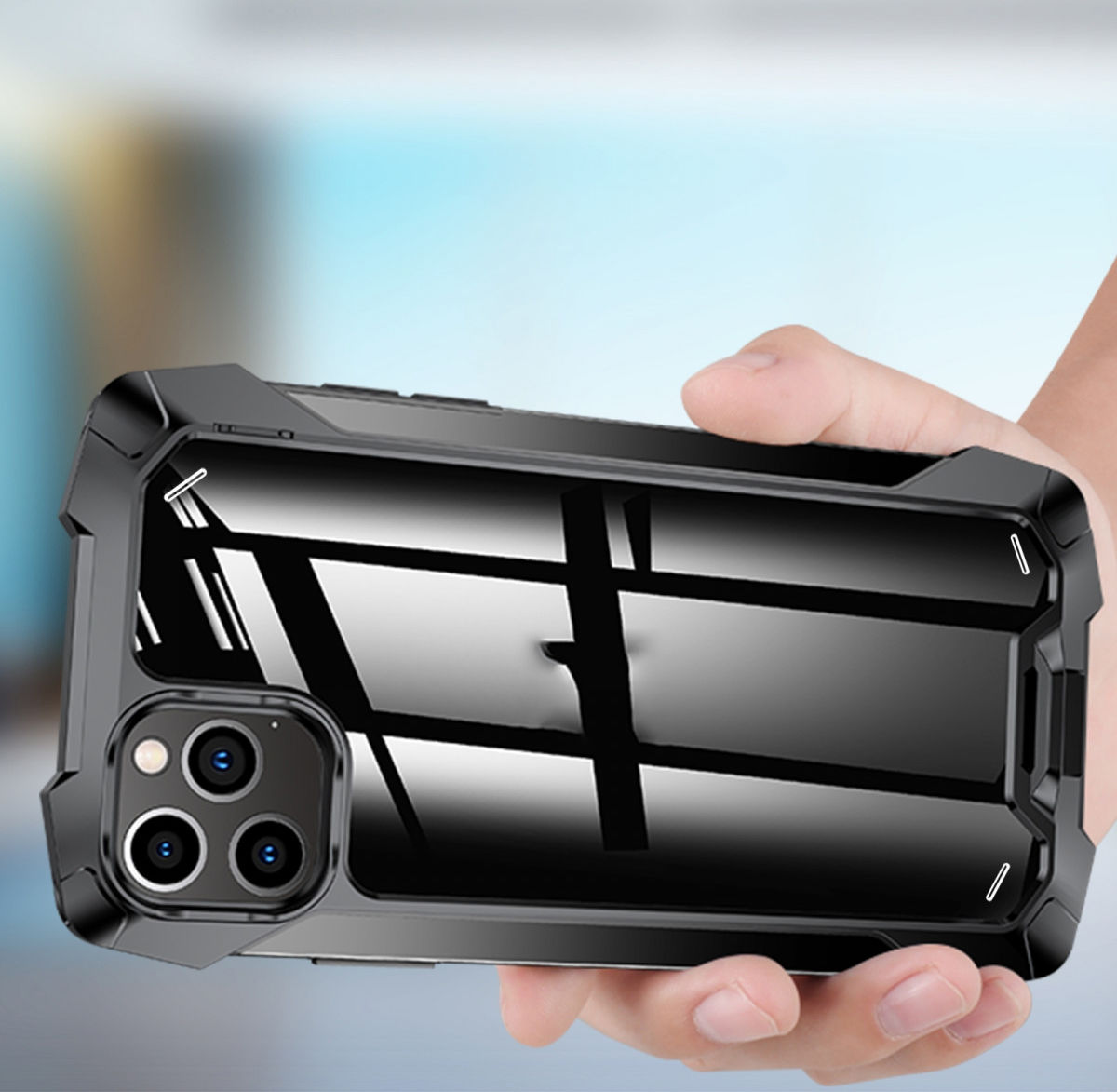 R-Just Metal Airbag Apple iPhone 12 Mini Hoesje Schokbestendig Zwart afbeelding 6