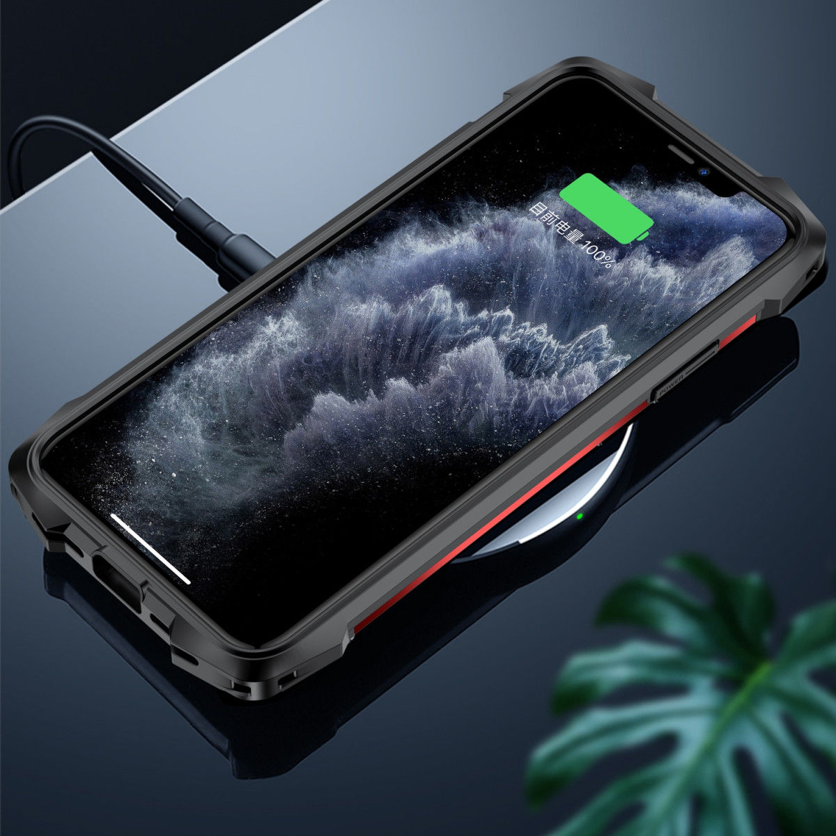 R-Just Metal Airbag Apple iPhone 12 Mini Hoesje Schokbestendig Rood afbeelding 6