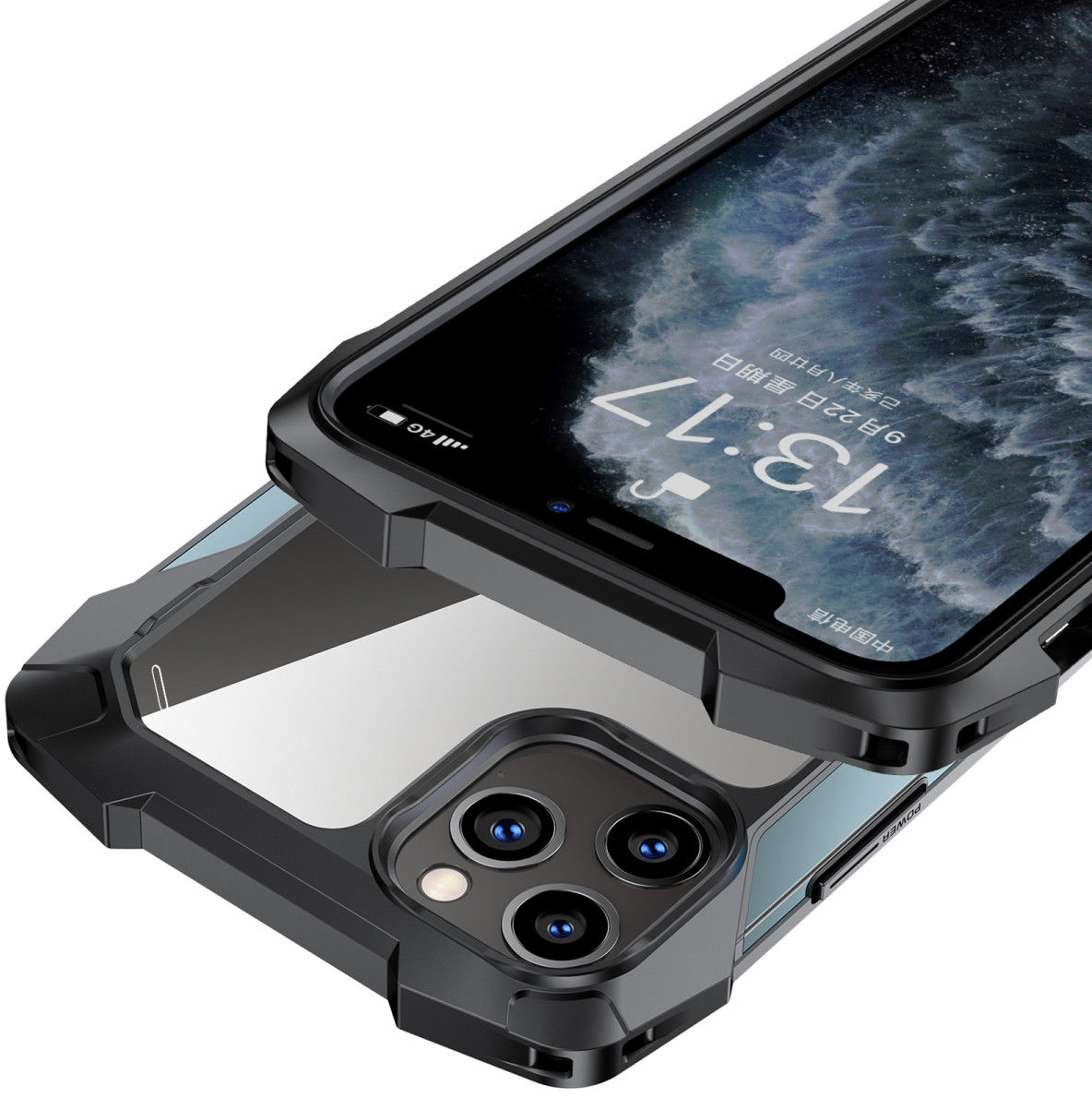 R-Just Metal Airbag Apple iPhone 12 Mini Hoesje Schokbestendig Blauw afbeelding 4
