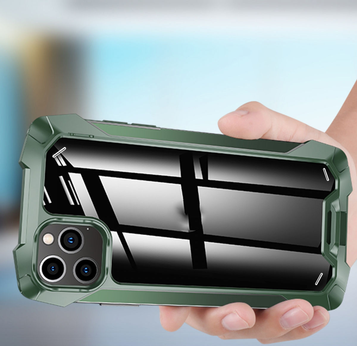R-Just Metal Airbag iPhone 12 Pro Max Hoesje Schokbestendig Groen afbeelding 6