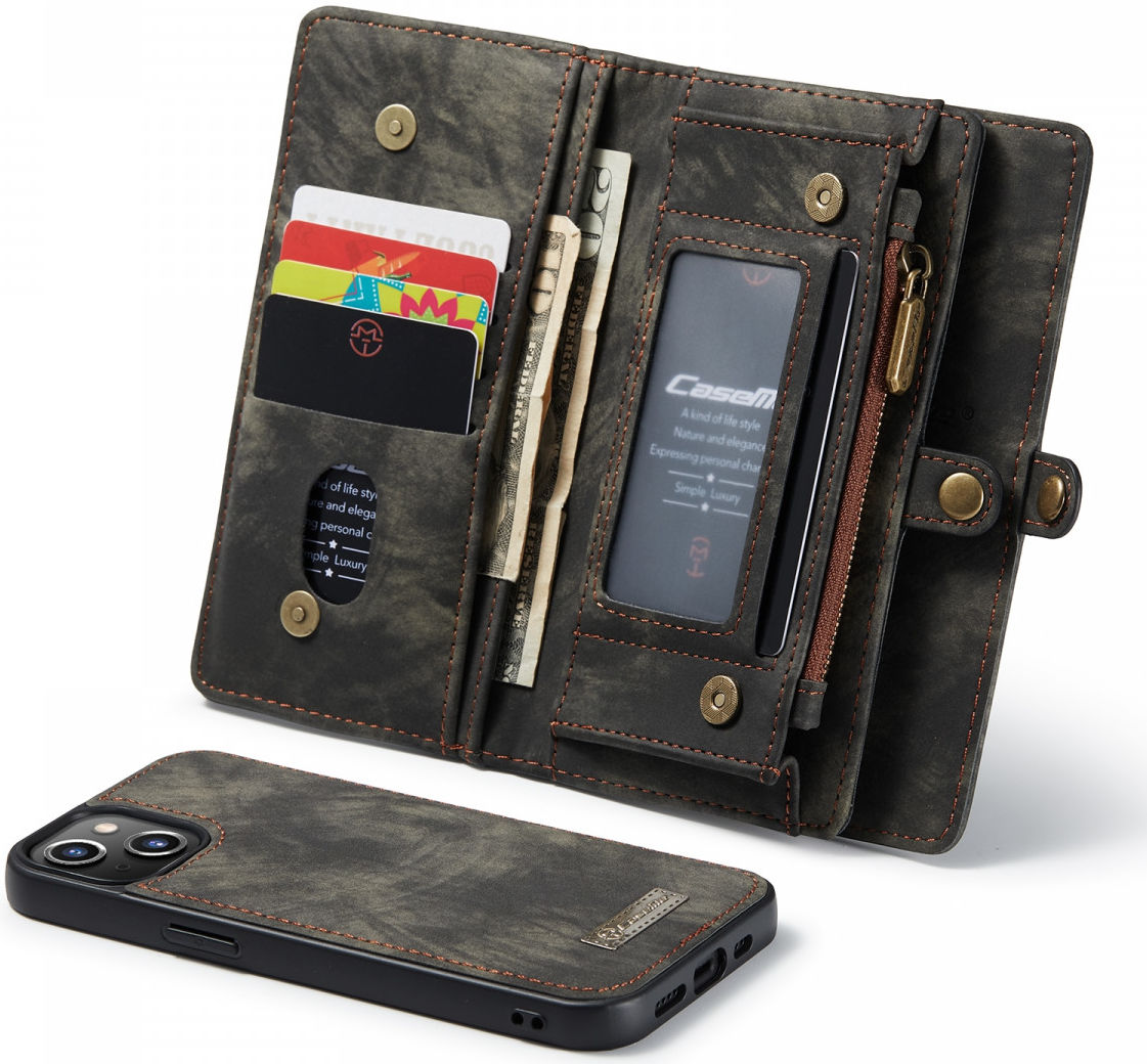 CaseMe 2-in-1 iPhone 13 Mini Hoesje Book Case met Back Cover Zwart afbeelding 2