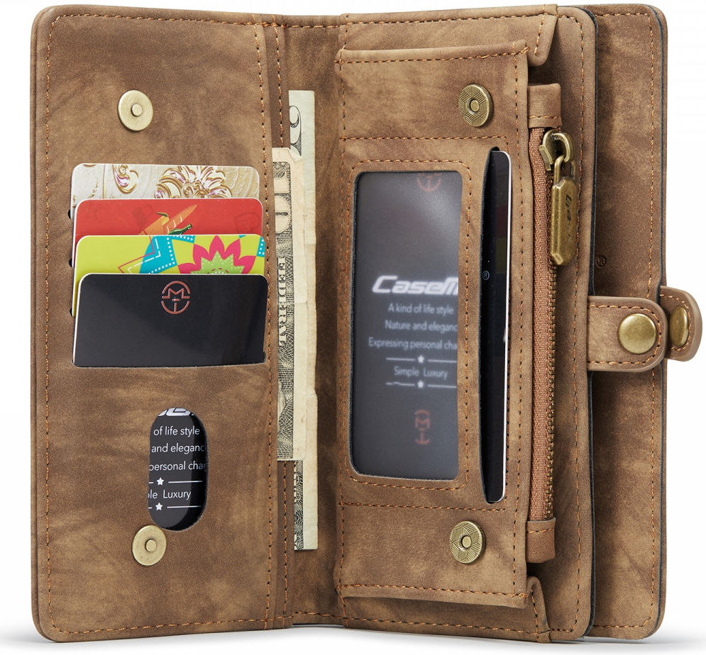 CaseMe 2-in-1 iPhone 13 Mini Hoesje Book Case met Back Cover Bruin afbeelding 4