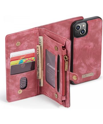 CaseMe 2-in-1 iPhone 13 Mini Hoesje Book Case met Back Cover Rood Hoesjes