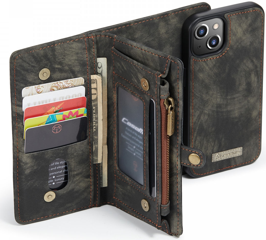 CaseMe 2-in-1 Apple iPhone 13 Hoesje Book Case met Back Cover Zwart afbeelding 1
