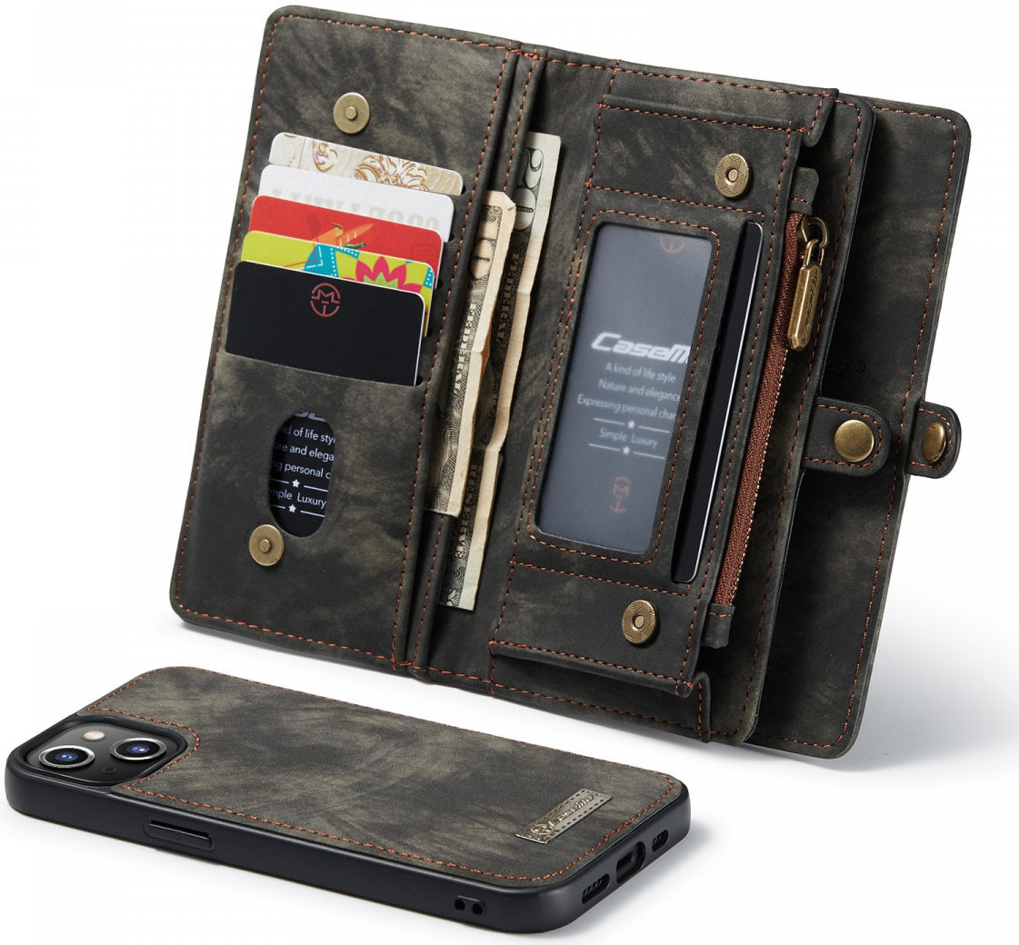 CaseMe 2-in-1 Apple iPhone 13 Hoesje Book Case met Back Cover Zwart afbeelding 2