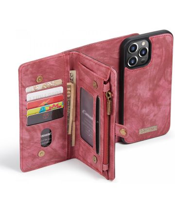 CaseMe 2-in-1 iPhone 13 Pro Hoesje Book Case met Back Cover Rood Hoesjes