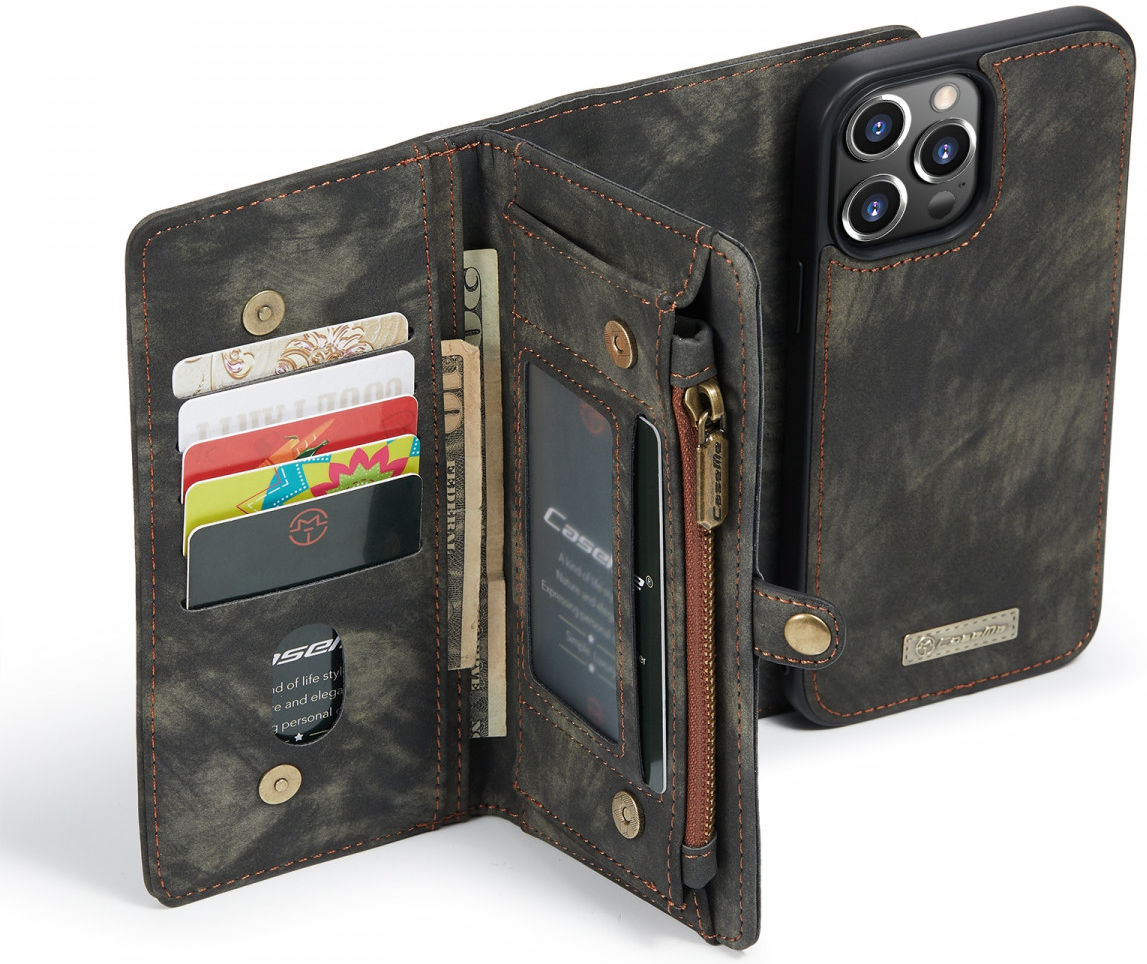 CaseMe 008 iPhone 13 Pro Max Hoesje Book Case met Back Cover Zwart afbeelding 1
