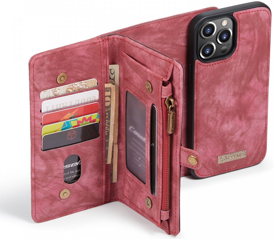 CaseMe 008 iPhone 13 Pro Max Hoesje Book Case met Back Cover Rood afbeelding 1