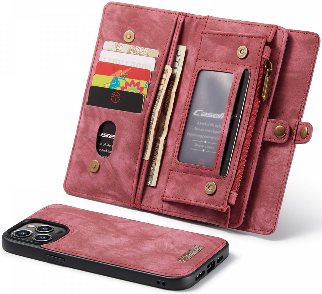 CaseMe 008 iPhone 13 Pro Max Hoesje Book Case met Back Cover Rood afbeelding 2