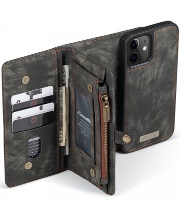 CaseMe 2-in-1 iPhone 12 Mini Hoesje Book Case met Back Cover Zwart Hoesjes