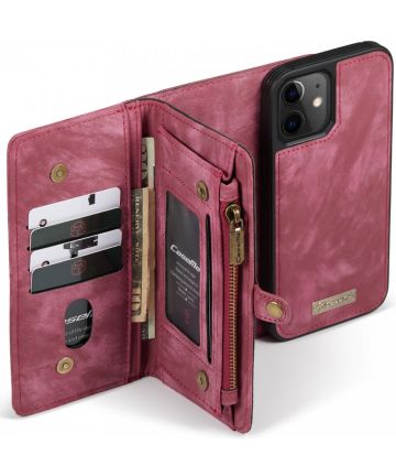 CaseMe 2-in-1 iPhone 12 Mini Hoesje Book Case met Back Cover Rood Hoesjes
