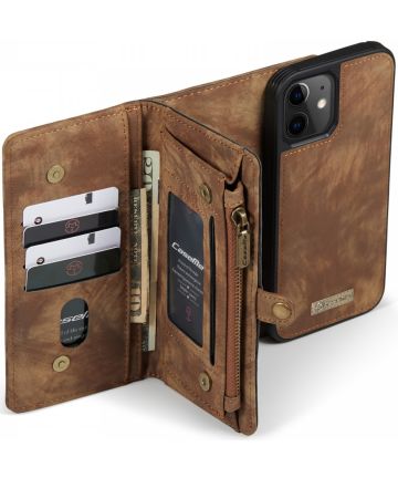 CaseMe 2-in-1 iPhone 12 Mini Hoesje Book Case met Back Cover Bruin Hoesjes