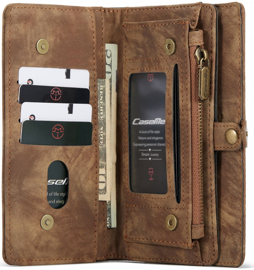 CaseMe 2-in-1 iPhone 12 Mini Hoesje Book Case met Back Cover Bruin afbeelding 4