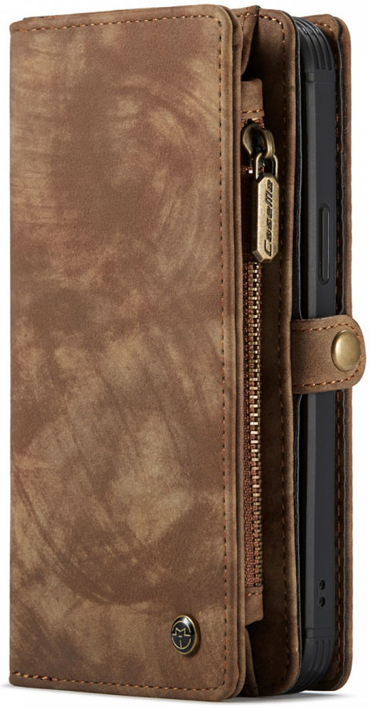 CaseMe 2-in-1 iPhone 12 Mini Hoesje Book Case met Back Cover Bruin afbeelding 7