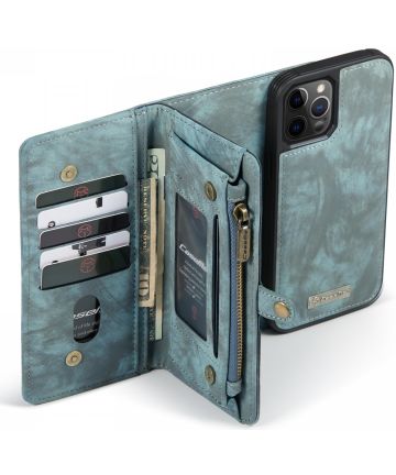CaseMe 2-in-1 iPhone 12 / 12 Pro Hoesje Book Case met Back Cover Blauw Hoesjes