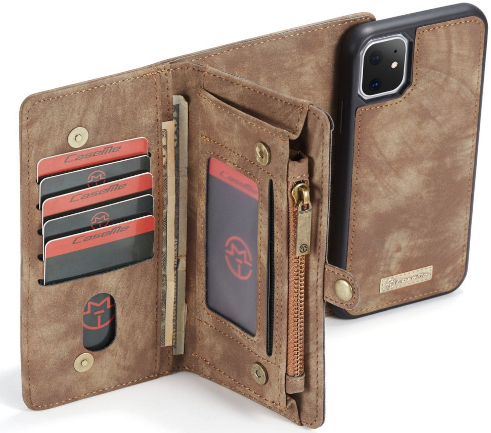 CaseMe 008 Apple iPhone 11 Hoesje Book Case met Back Cover Bruin afbeelding 1