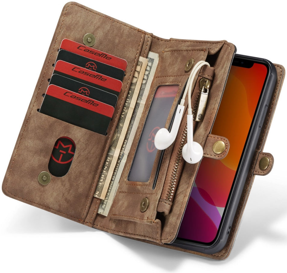 CaseMe 008 Apple iPhone 11 Hoesje Book Case met Back Cover Bruin afbeelding 4